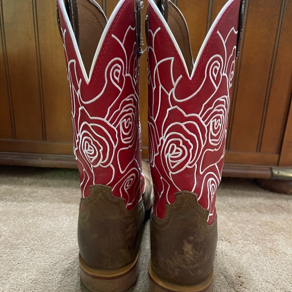 SIZE 7.5B TWISTED X WOMENS WESTERN BOOTS PULL ON SEQUOIA RED ROSE SQ TOE WXTL003 - Picture 4 of 10